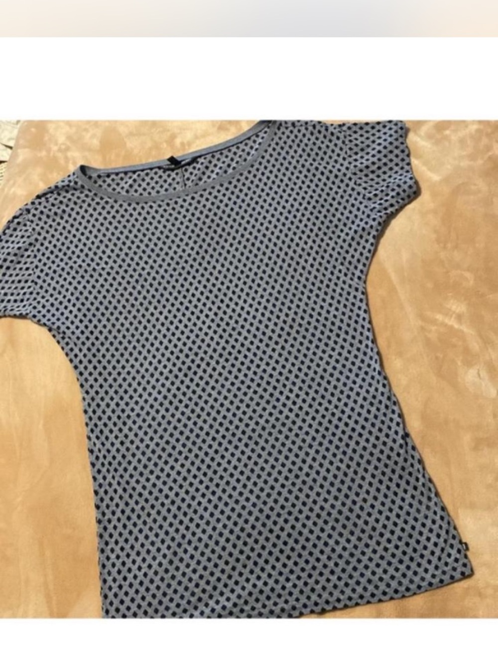 Victoria's Secret Navy and Light Gray Short Sleeve Diamond Dot-Print Tee Sz S